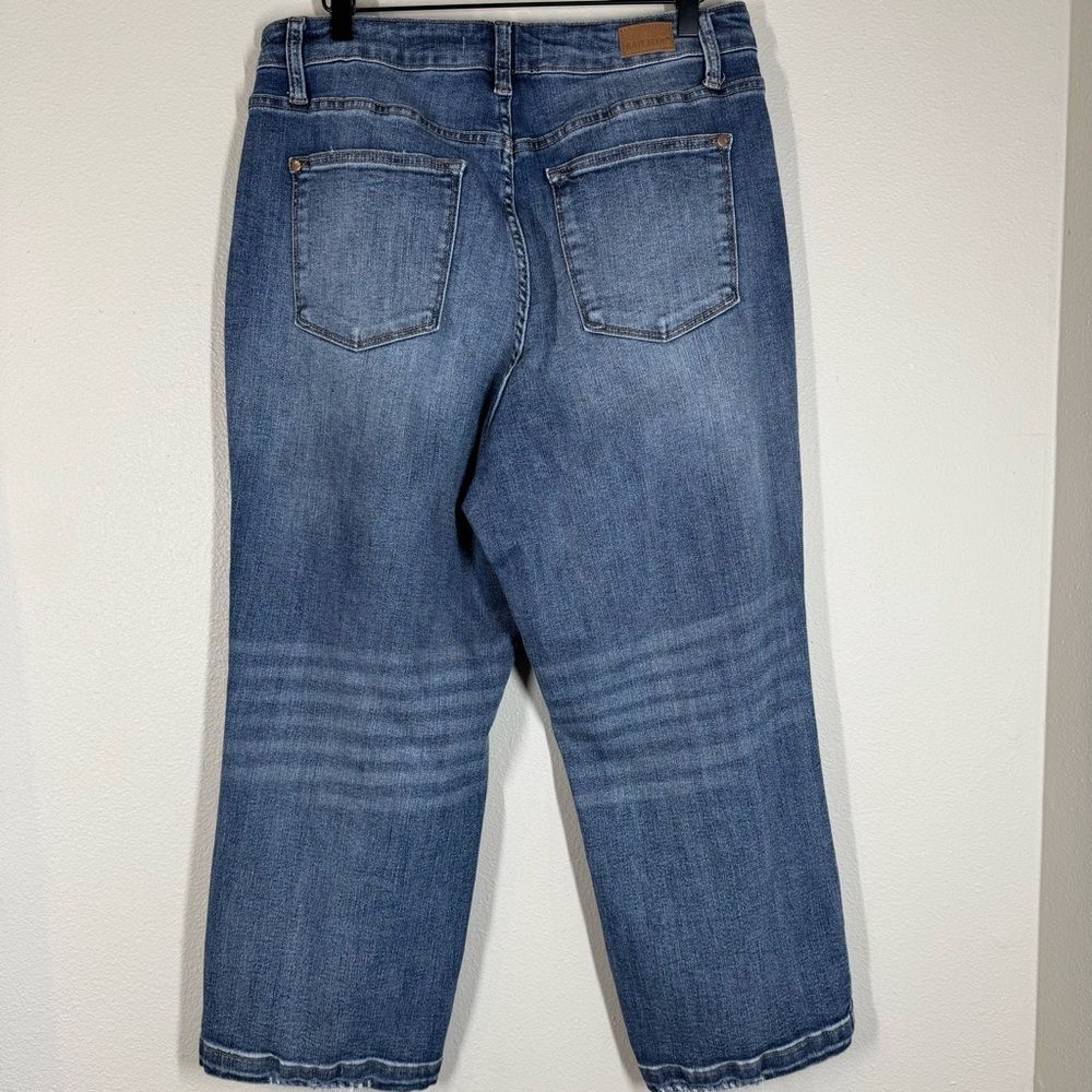 Judy Blue Cropped Wide Leg Jeans Stretch Denim Distressed Women Size 14 JB88592 - Picture 5 of 9